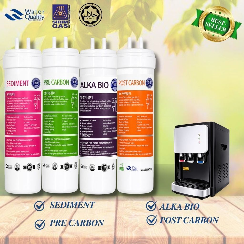Alkaline Set 4 Stage 8 Inch 4 Stage Halal Set Filtration System U-Type Compatible with Most of Dispenser