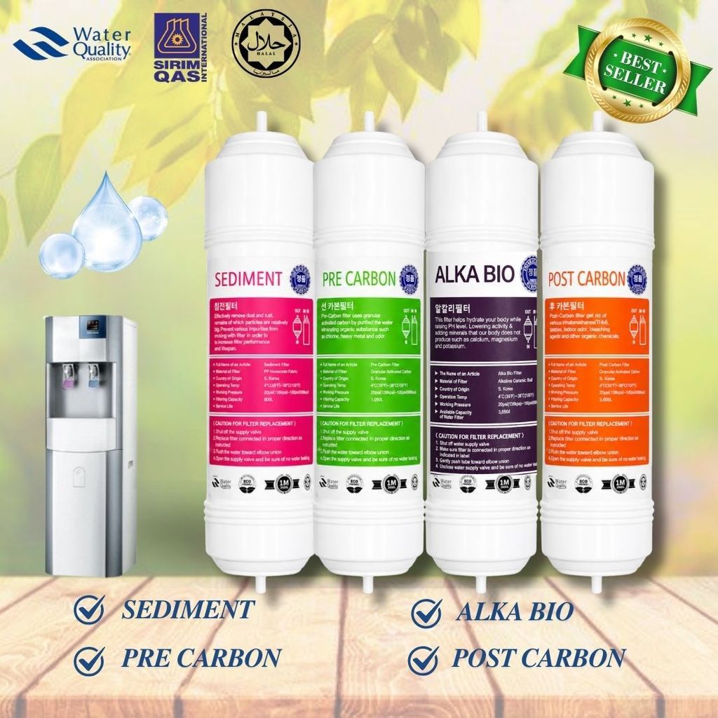 Alkaline Set I-Type 11" 4 Stage Halal Set Filtration System Compatible with Most of Dispenser