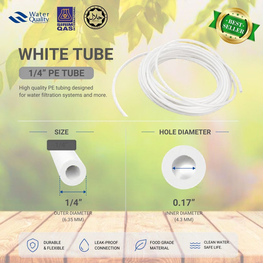 Water Filter (Taiwan )1/4" RO Tube / White Tube / Hose for Water Dispenser