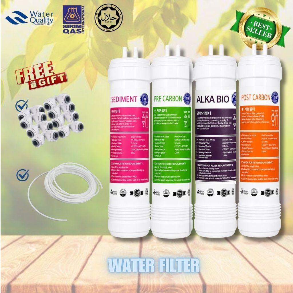 Alkaline Set 10" 4 Stage Halal Set Filtration System U-Type Compatible with Cuckoo/Coway