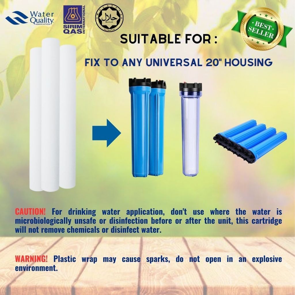 20” Polypropylene PP Sediment Water Filter Replacement - 1 Micron
