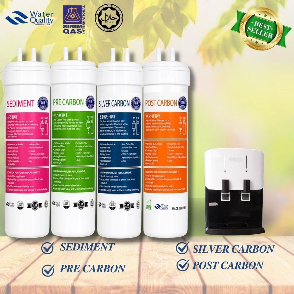 Water Filter Mineral Set 8" 4 Stage Halal Filtration System with Free Gift 2 Meter Tube & Accessories