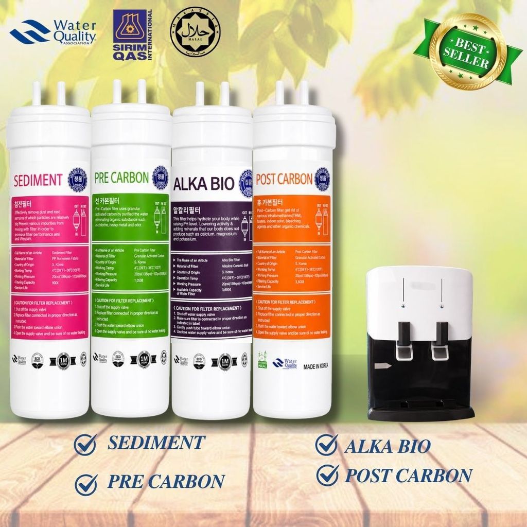 Alkaline Set 4 Stage 8 Inch 4 Stage Halal Set Filtration System U-Type Compatible with Most of Dispenser