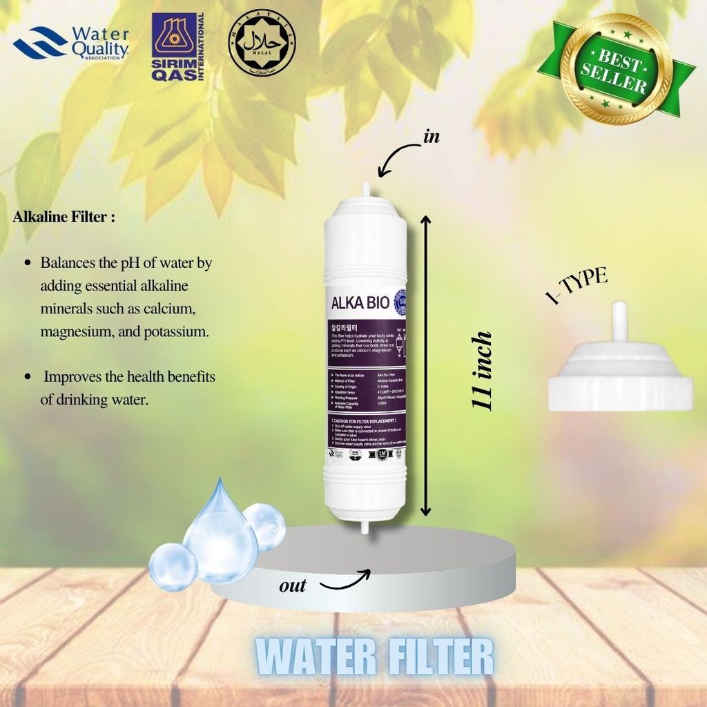 Alkaline Set I-Type 11" 4 Stage Halal Set Filtration System Compatible with Most of Dispenser