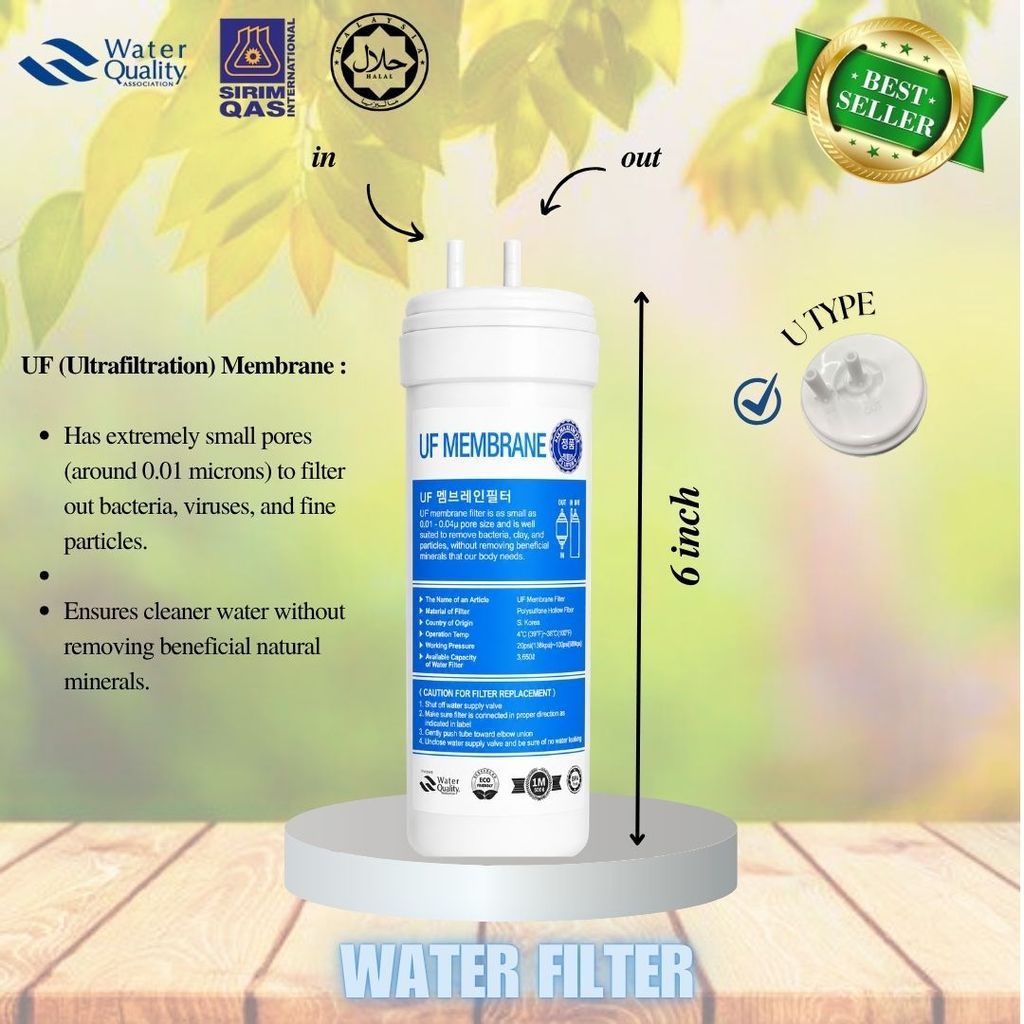 UF Ultra Filtration 6" U-Type Cuckoo Compatible Replacement Water Filter Cartridge Set (Halal Filter)
