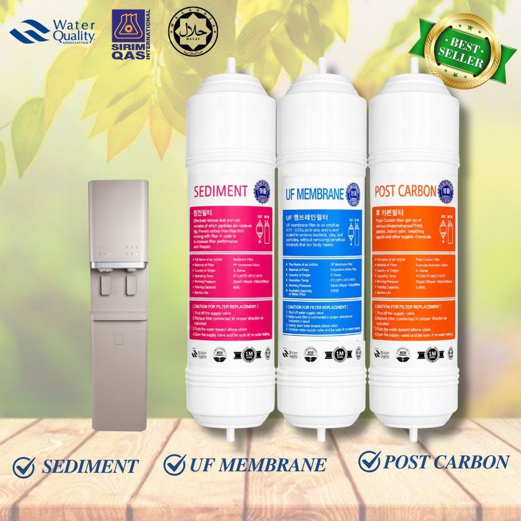 3stage 11” UF I-Type Cuckoo/Coway Compatible Replacement Water Filter Cartridge Set Halal