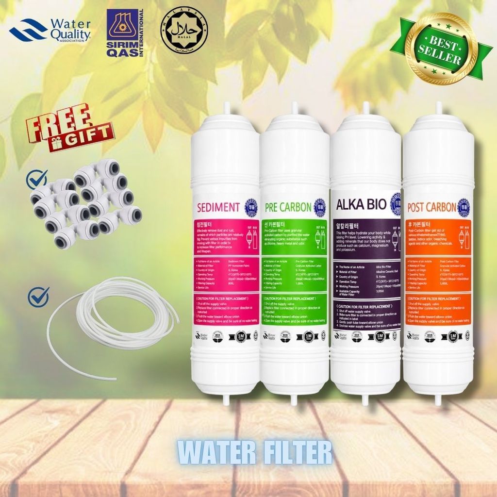 Alkaline Set I-Type 11" 4 Stage Halal Set Filtration System Compatible with Most of Dispenser