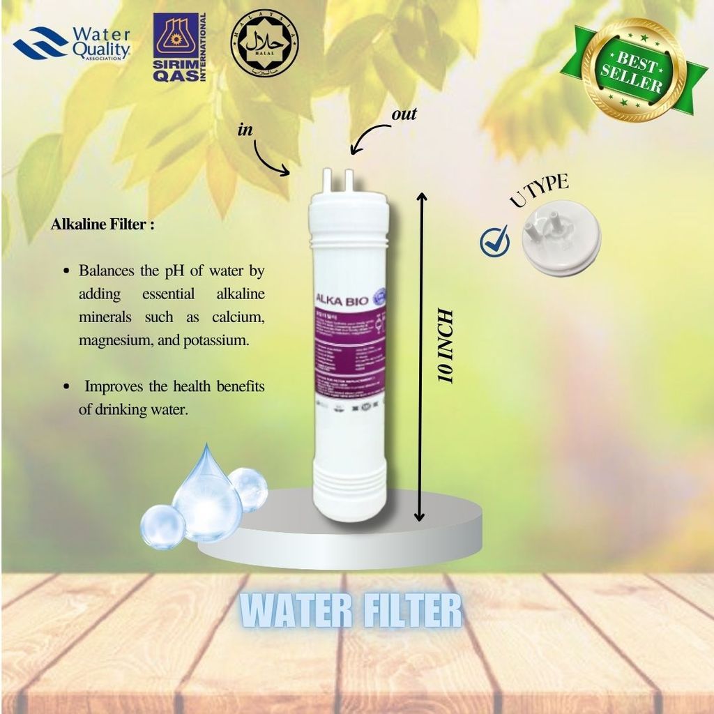 Alkaline Set 10" 4 Stage Halal Set Filtration System U-Type Compatible with Cuckoo/Coway