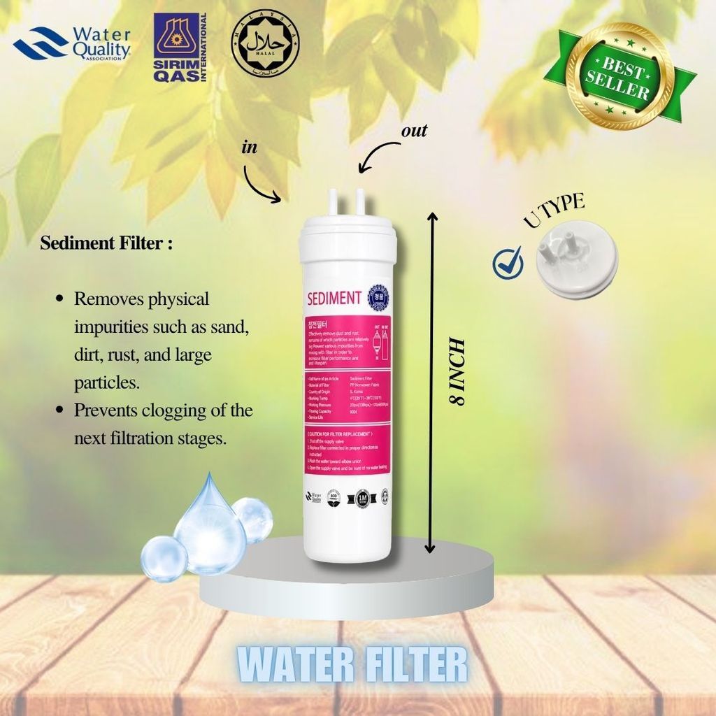 Alkaline Set 8" 4 Stage Halal Set Filtration System U-Type Compatible with Most of Dispenser