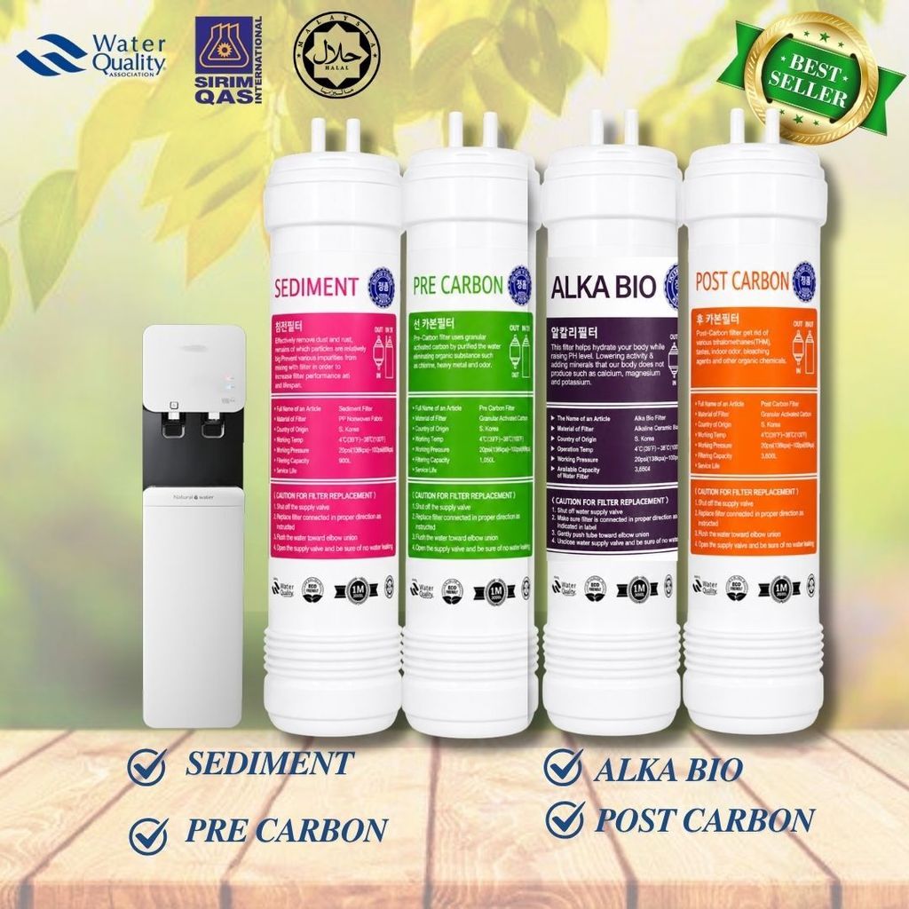 Alkaline Set 10" 4 Stage Halal Set Filtration System U-Type Compatible with Cuckoo/Coway