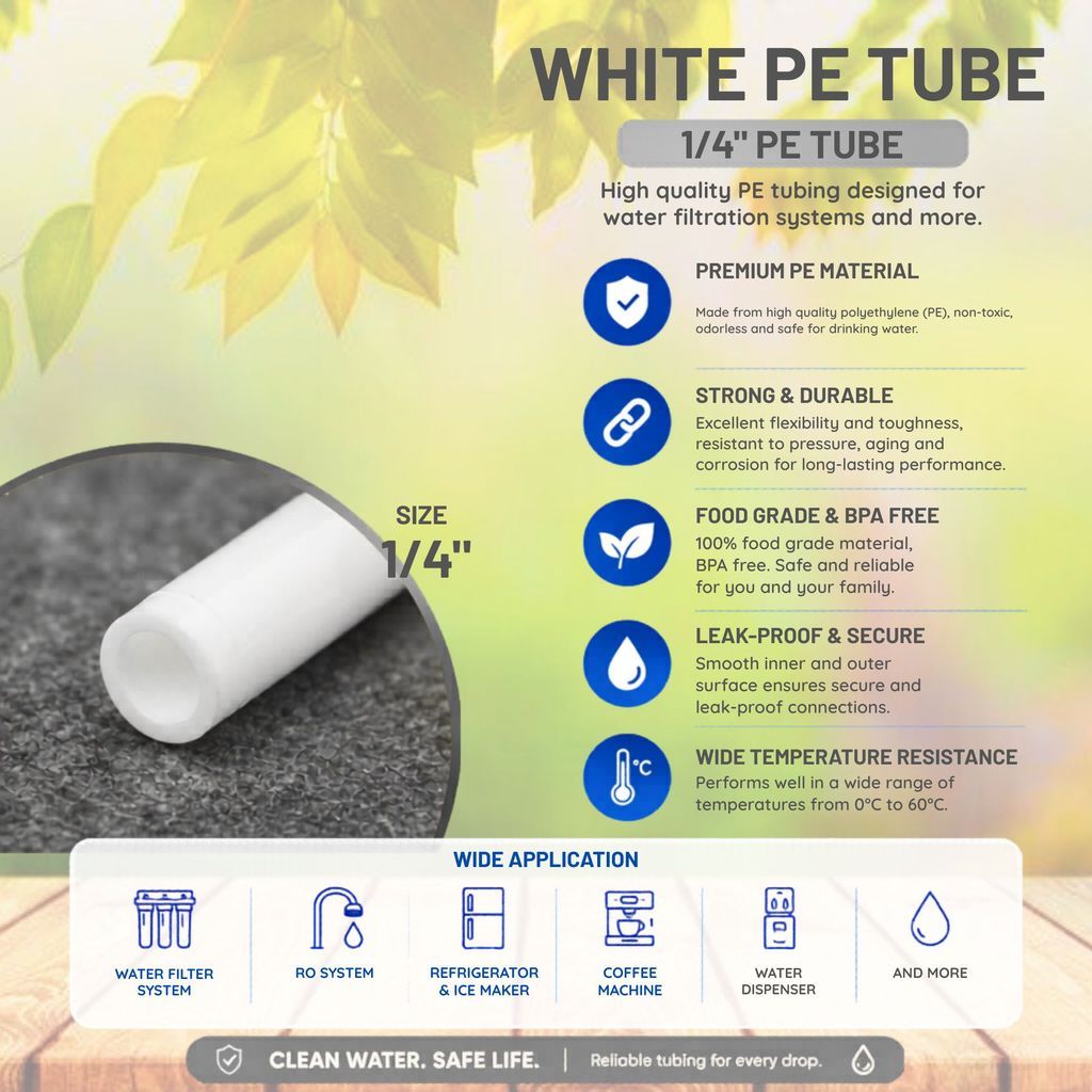 Water Filter (Taiwan )1/4" RO Tube / White Tube / Hose for Water Dispenser