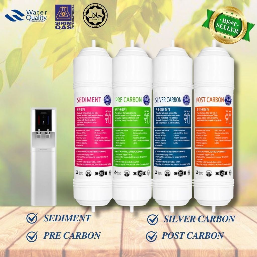 HALAL 4stage Cuckoo/Coway Compatible Replacement 11” I-Type Mineral Water Filter Cartridge Set