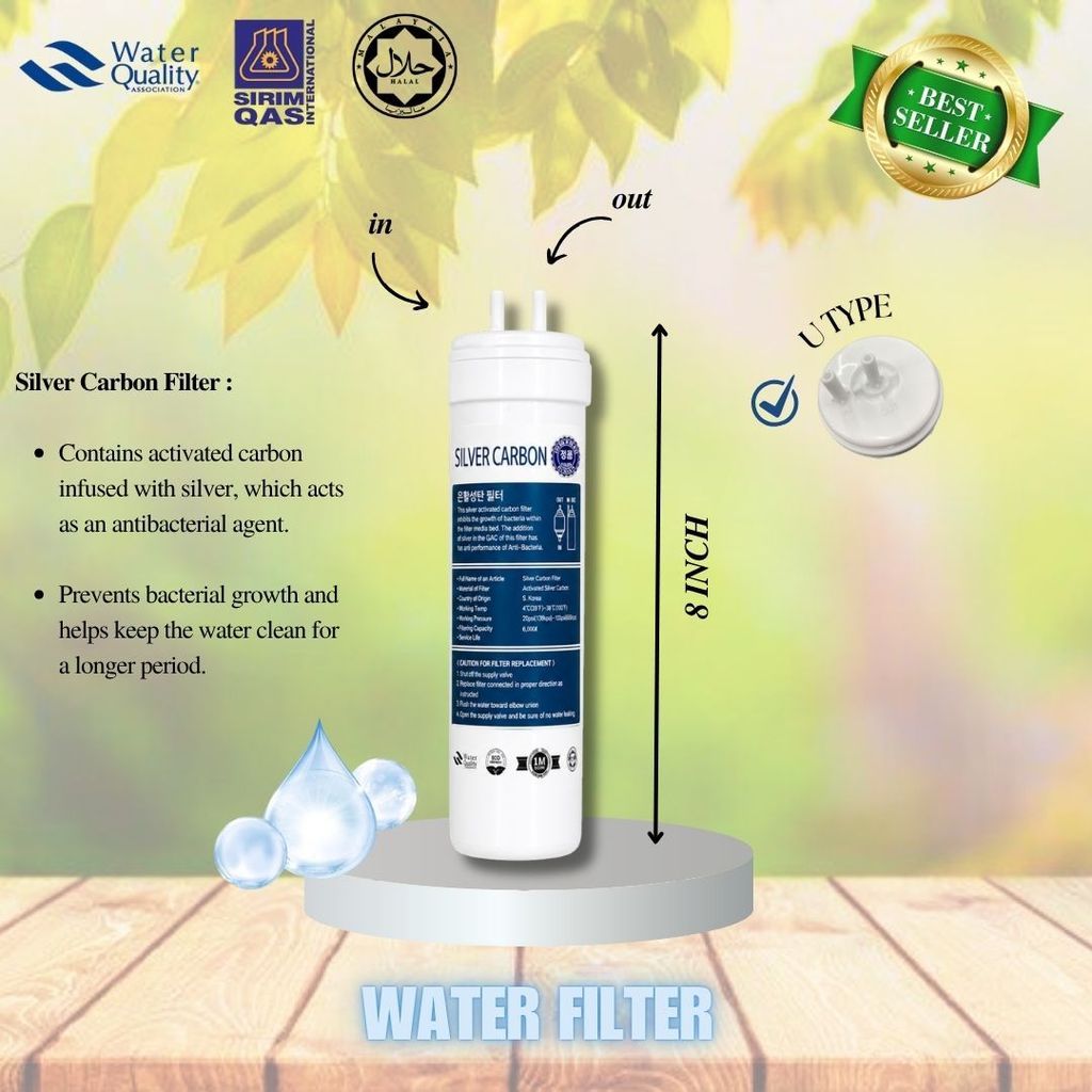 Water Filter Mineral Set 8" 4 Stage Halal Filtration System with Free Gift 2 Meter Tube & Accessories