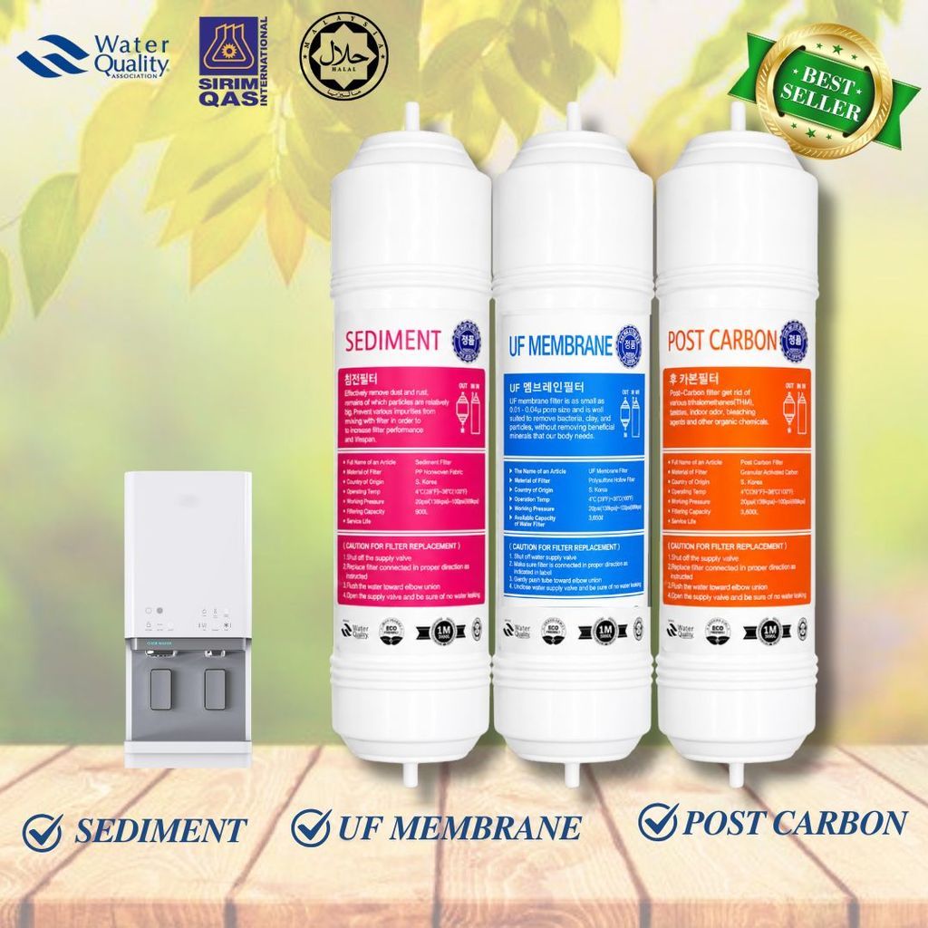 3stage 11” UF I-Type Cuckoo/Coway Compatible Replacement Water Filter Cartridge Set Halal