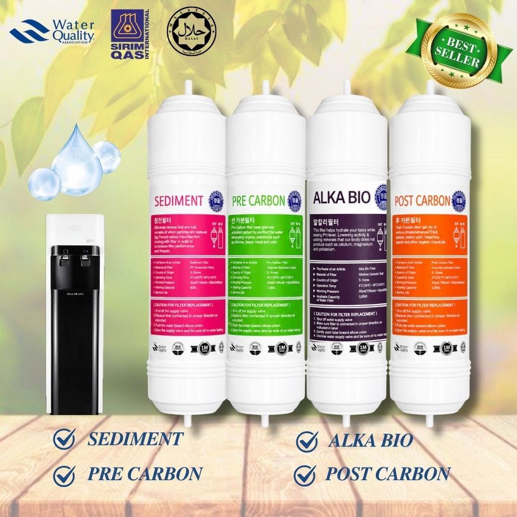 Alkaline Set 11" 4 Stage Halal Set Filtration System I-Type Compatible with Most of Dispenser