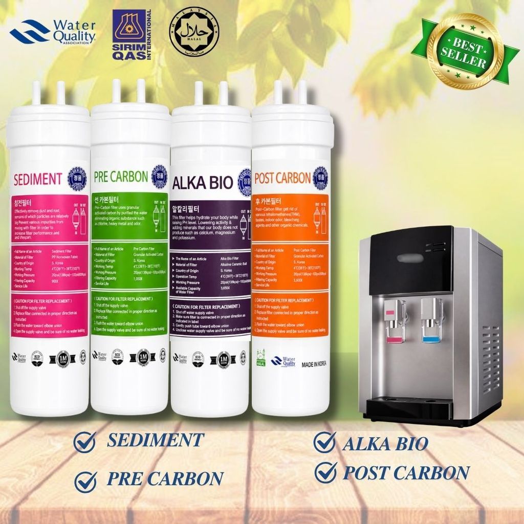 Alkaline Set 8" 4 Stage Halal Set Filtration System U-Type Compatible with Most of Dispenser