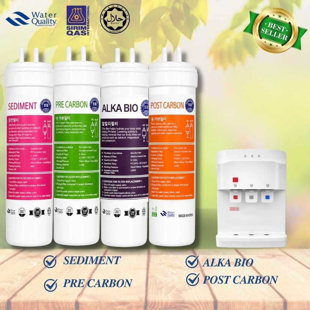 Halal Alkaline Set 8" 4 Stage Set Filtration System U-Type Compatible with Most of Dispenser