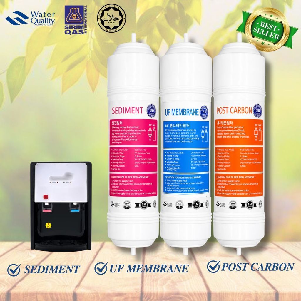 3stage 11” UF I-Type Cuckoo/Coway Compatible Replacement Water Filter Cartridge Set Halal